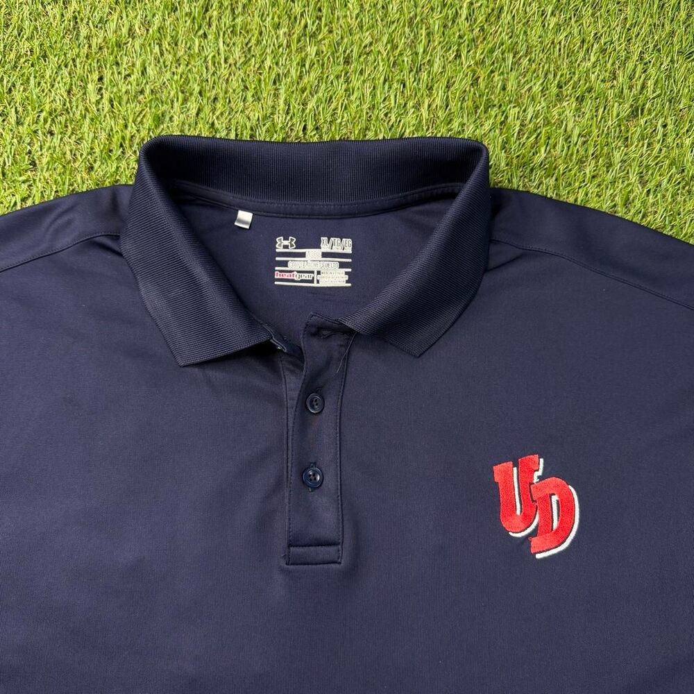Under Armour Dayton Flyers Blue Polo Men's XL Embroidered UD Logo Y2K